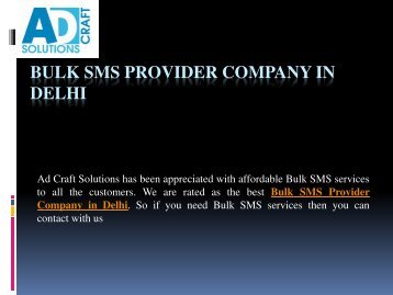 Bulk SMS Provider Company in Delhi