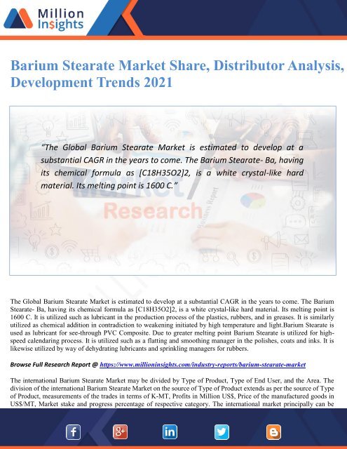 Barium Stearate Market Share, Distributor Analysis, Development Trends 2021