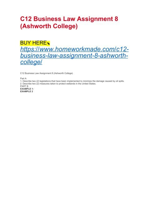 C12 Business Law Assignment 8 (Ashworth College)