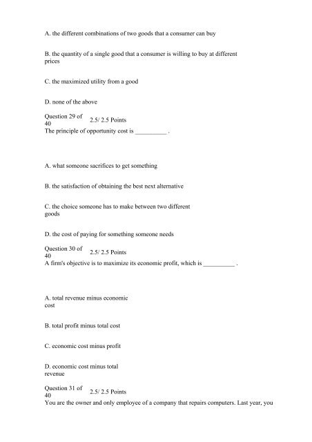 C13 Microeconomics Online Exams 1-8 Answers (Ashworth College)