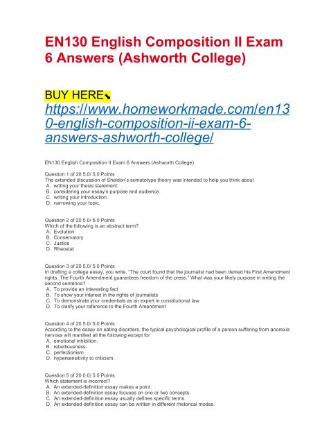 Compare And Contrast Essay Examples For High School English Essay Story also Best English Essay En English Composition Ii Exam Answers Ashworth College Science Fair Essay