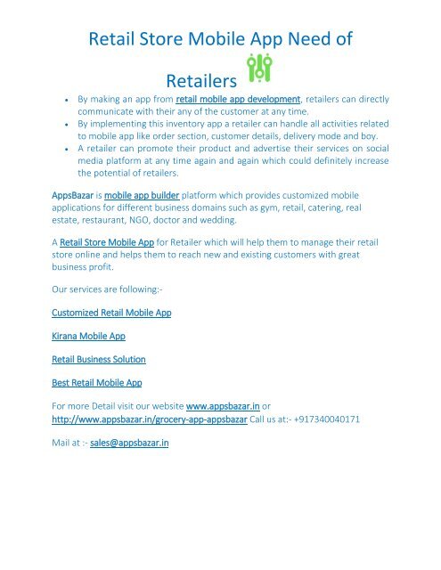 Retail Store Mobile App Need of Retailers 