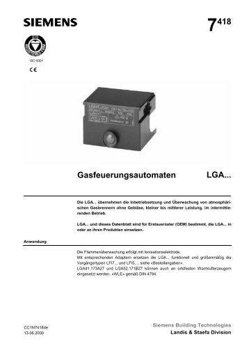 7418 Gasfeuerungsautomaten LGA... - World of Heating