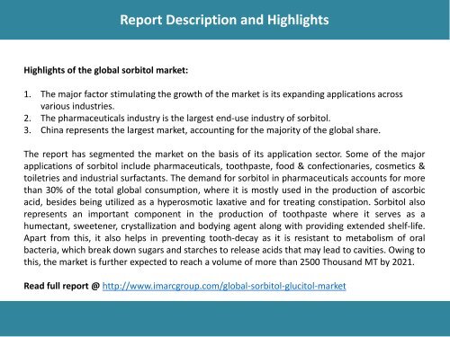 Global Sorbitol Market Share, Size, Trends and Forecast 2017-2022