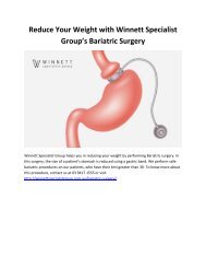 Reduce Your Weight with Winnett Specialist Group’s Bariatric Surgery