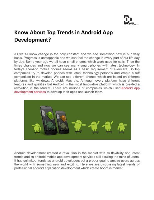 Know About Top Trends in Android App Development