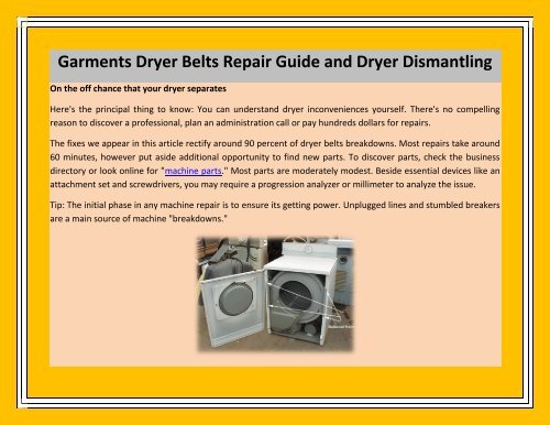 Garments Dryer belts Repair Guide and dryer dismantling