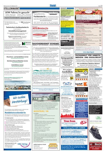 Wochen-Kurier 42/2017 - Lokalzeitung für Weiterstadt und Büttelborn