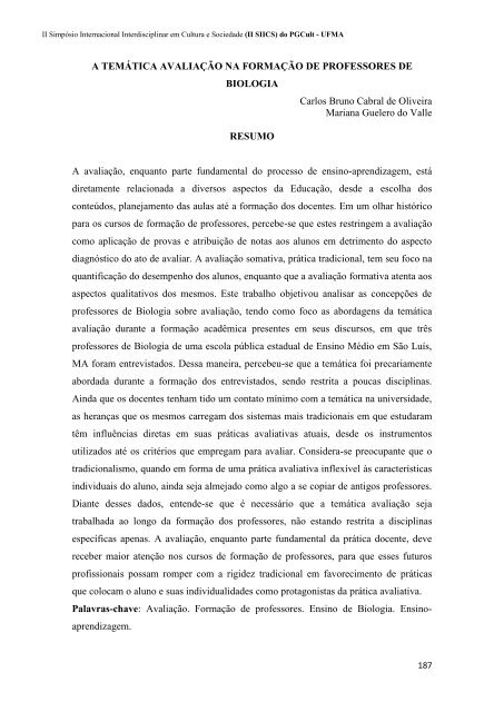 CADERNO DE RESUMOS do II SIICS