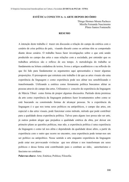 CADERNO DE RESUMOS do II SIICS