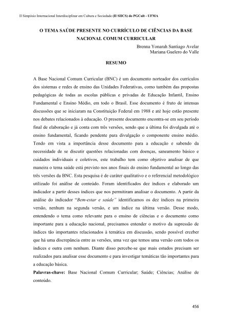 CADERNO DE RESUMOS do II SIICS