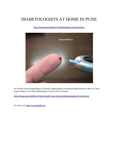 DIABETOLOGISTS AT HOME IN Pune