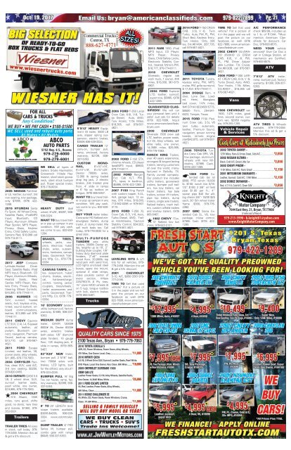 American Classifieds Oct. 19th Edition Bryan/College Station