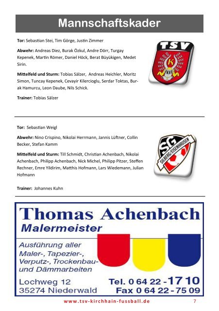 22.10.2017 Stadionzeitung -  SG Silberg / TSV Rauschenberg