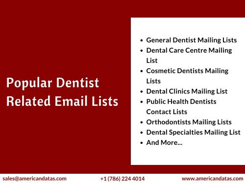 Dentists Email List | List of Dentists | Dentist Mailing Addresses Database