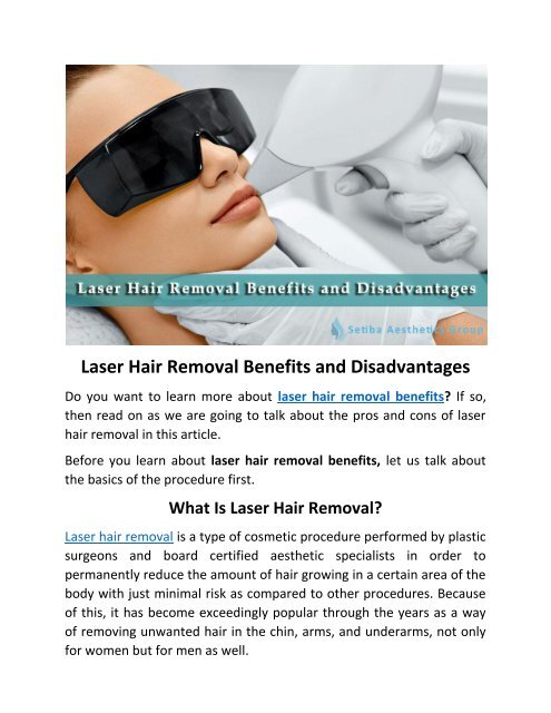 Laser Hair Removal Benefits and Disadvantages