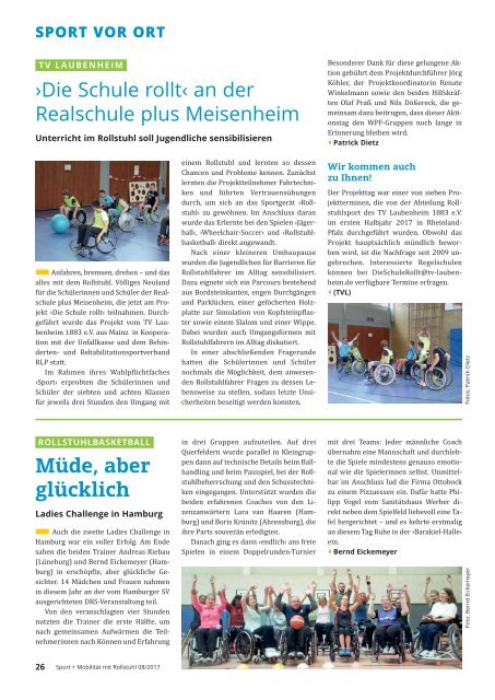 Sport + Mobilität mit Rollstuhl 08/2017