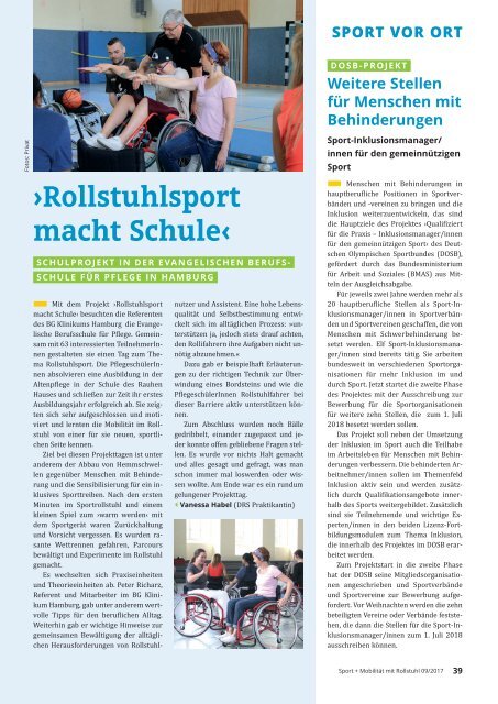 Sport + Mobilität mit Rollstuhl 09/2017