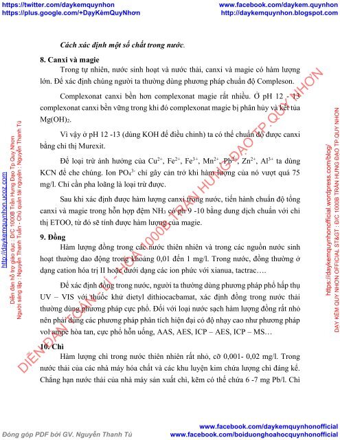 THẢO LUẬN HÓA MÔI TRƯỜNG CHỦ ĐỀ ĐÁNH GIÁ CHẤT LƯỢNG NGUỒN NƯỚC BỘ MÔN CÔNG NGHỆ KỸ THUẬT MÔI TRƯỜNG MTA