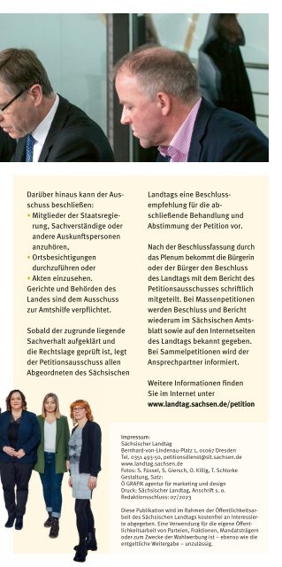 Petitionsausschuss und Petitionsrecht - Faltblatt