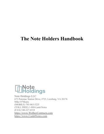 The Note Holders Handbook