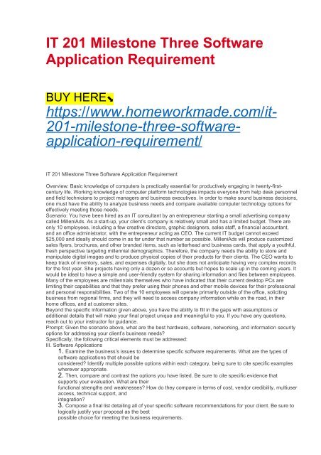 IT 201 Milestone Three Software Application Requirement