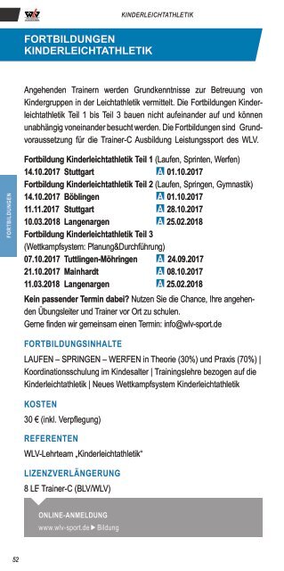 Aus- und Fortbildungsbroschüre Leichtathletik Baden-Württemberg