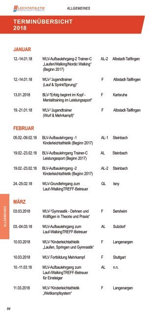 Aus- und Fortbildungsbroschüre Leichtathletik Baden-Württemberg