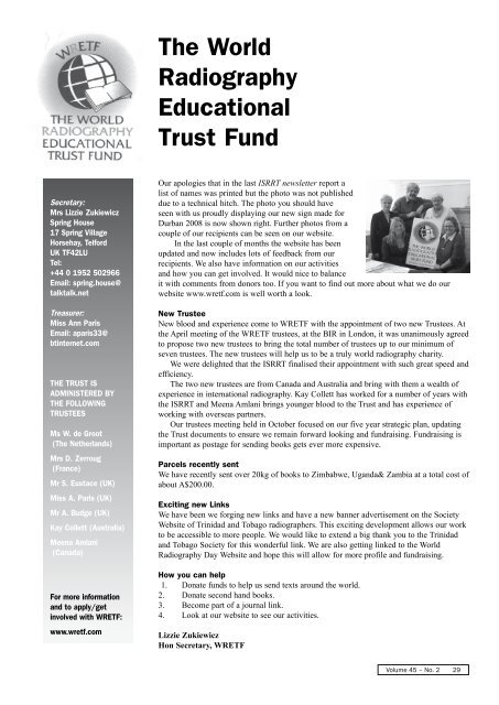 isrrt Newsletter Volume 45. No.2 - 2009