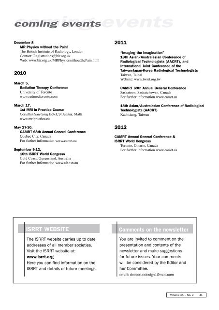 isrrt Newsletter Volume 45. No.2 - 2009