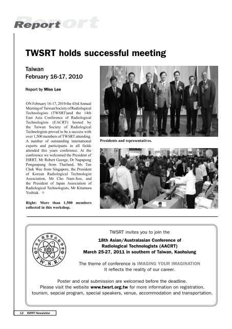 isrrt Newsletter Volume 46. No.1 - 2010 