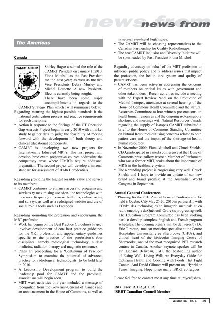 isrrt Newsletter Volume 46. No.1 - 2010 