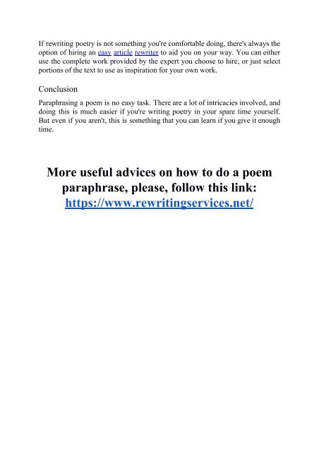 How to Do a Poem Paraphrase?