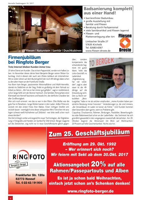 Hennefer Stadtmagazin, Ausgabe 10 / November 2017 