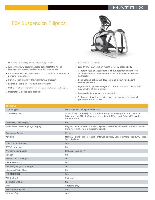 Matrix e5x elliptical manual hotsell