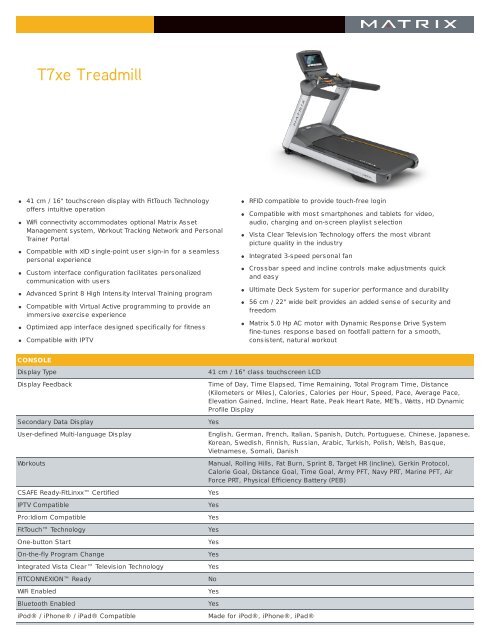 Matrix Treadmill T7xe