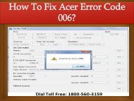 How To Fix Acer Error Code 006 Dial 18005603159