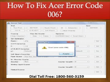 How To Fix Acer Error Code 006 Dial 18005603159