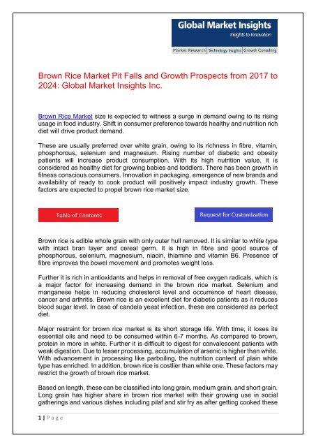 Brown Rice Market Brown Rice Market Innovation Trends and Current Business Trends by 2024
