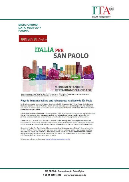 Clipping - Iniciativa Italia Per San Paolo 20-10-2017