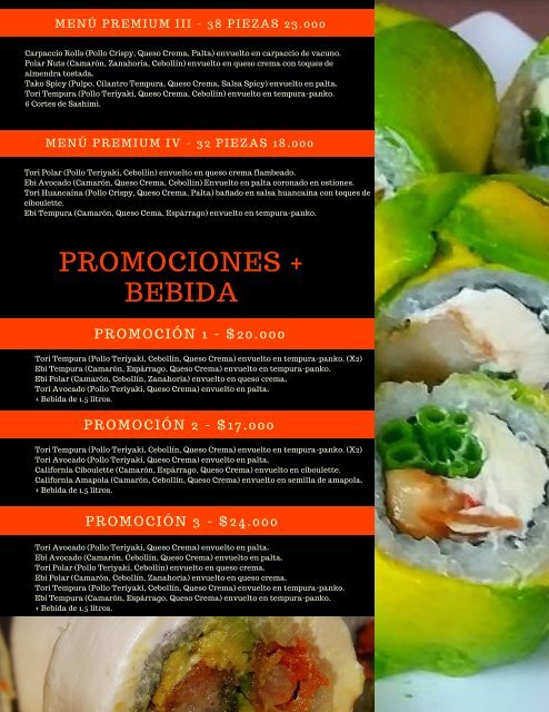 Carta de menús y promociones