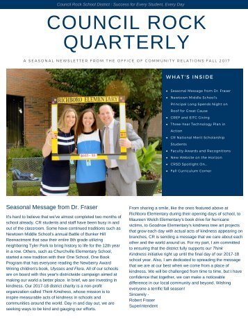 CR Quarterly Newsletter - Fall