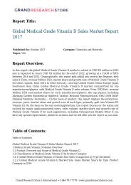 Medical Grade Vitamin D Sales Market Report 2017