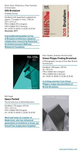 Flyer New and Selected Titles 2017/18 Park Books