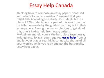 Essay Help Canada