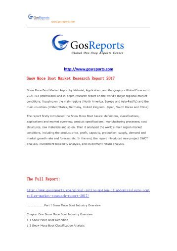 Gosreports Forecast： Snow Moce Boot Market Research Report 2017
