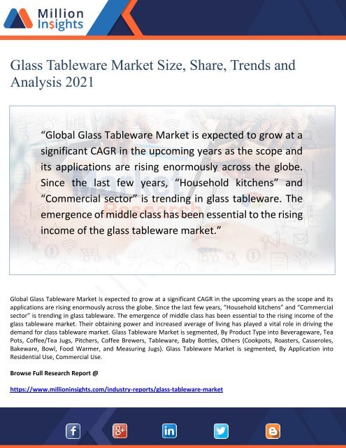 Glass Tableware Market Size, Share, Trends and Analysis 2021