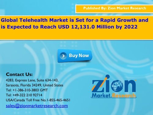 Telehealth Market Pegged to Rise US$12,131.0 Mn by the end of 2022
