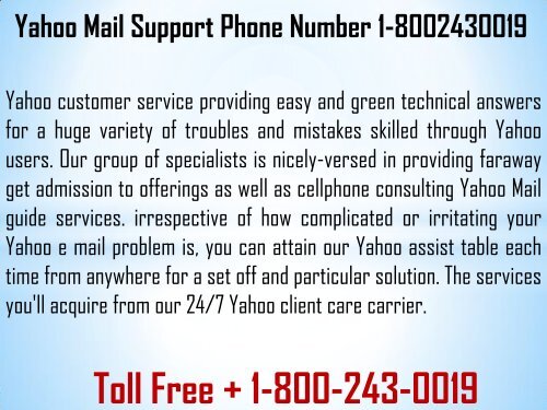 Yahoo Mail Technical Support Number 1-800-243-0019 for Help