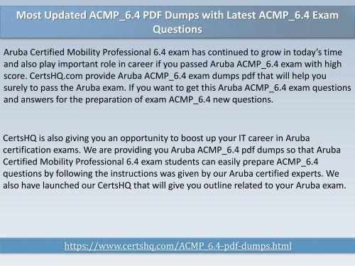 New ACMP_6.4 PDF Questions with Free Updates